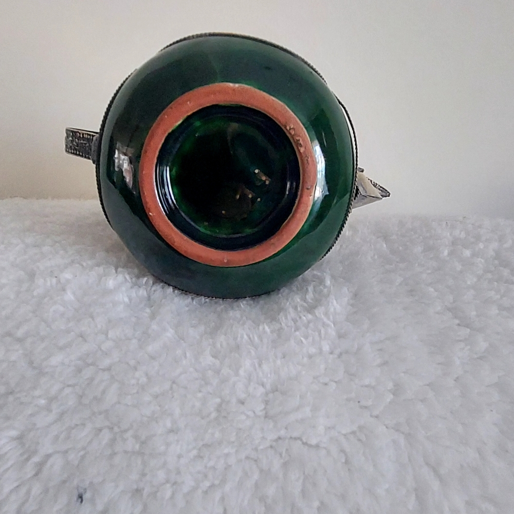 Traditional vintage ceramic and silver metal filigree Moroccan tea/coffe pot. - Picture 10 of 12